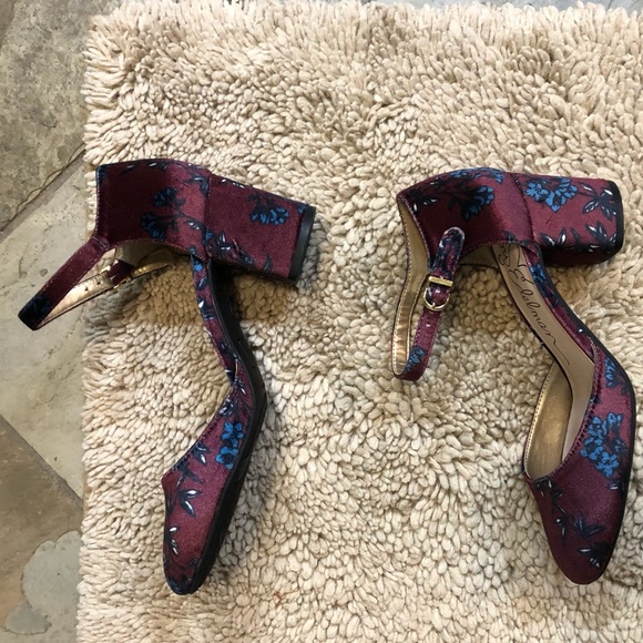 Libby Edelman ankle strap floral velvet Sz. 8. - Picture 6 of 8